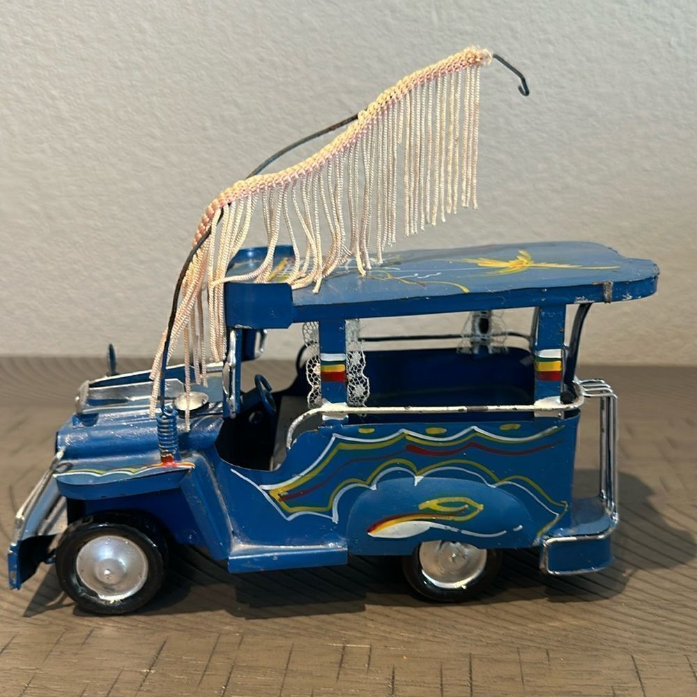 Souvenir Vintage Blue Philippines Tin Jeep